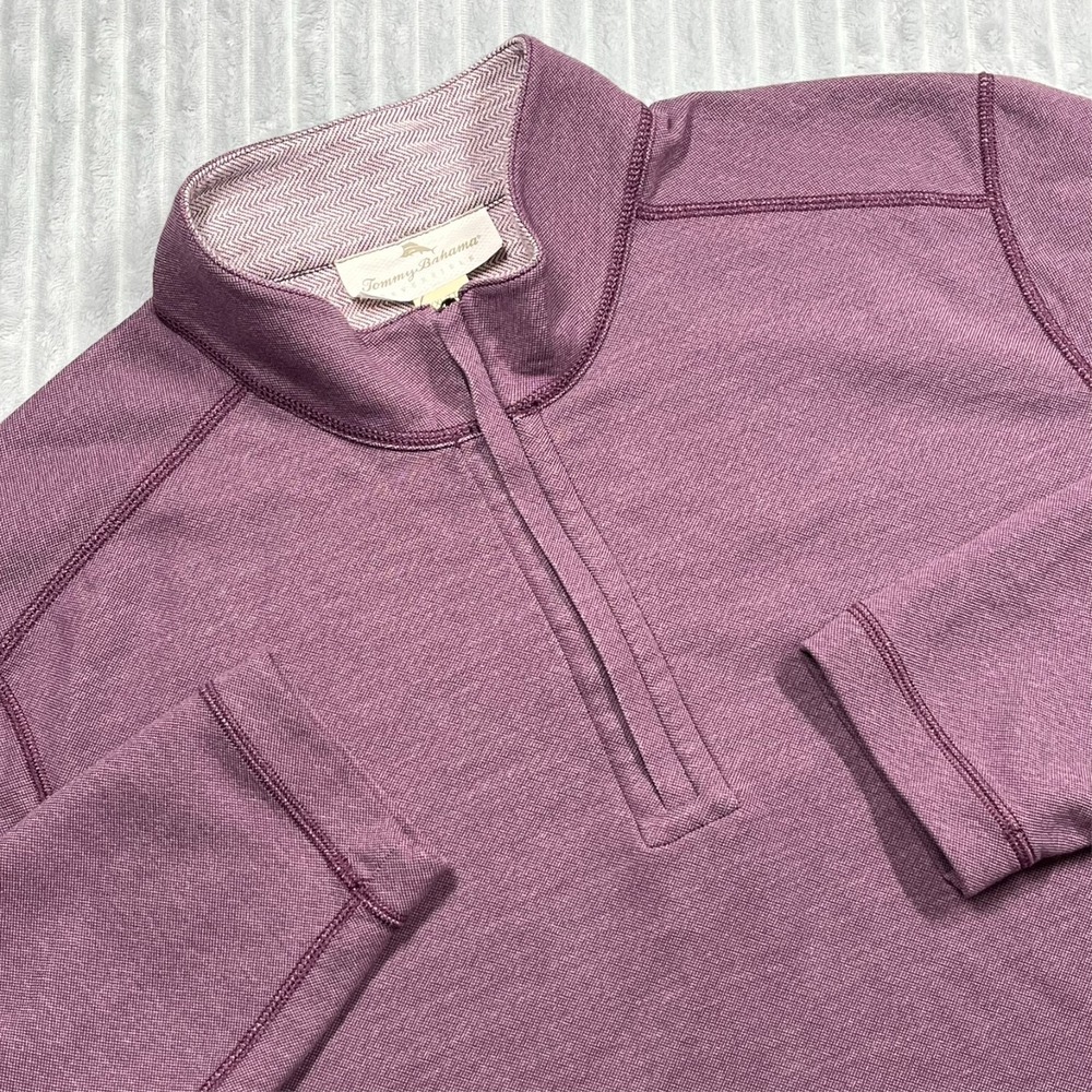 Tommy Bahama Reversible 1/4 Zip‎ Pullover Sweater Men's 2XL Mock Neck Purple